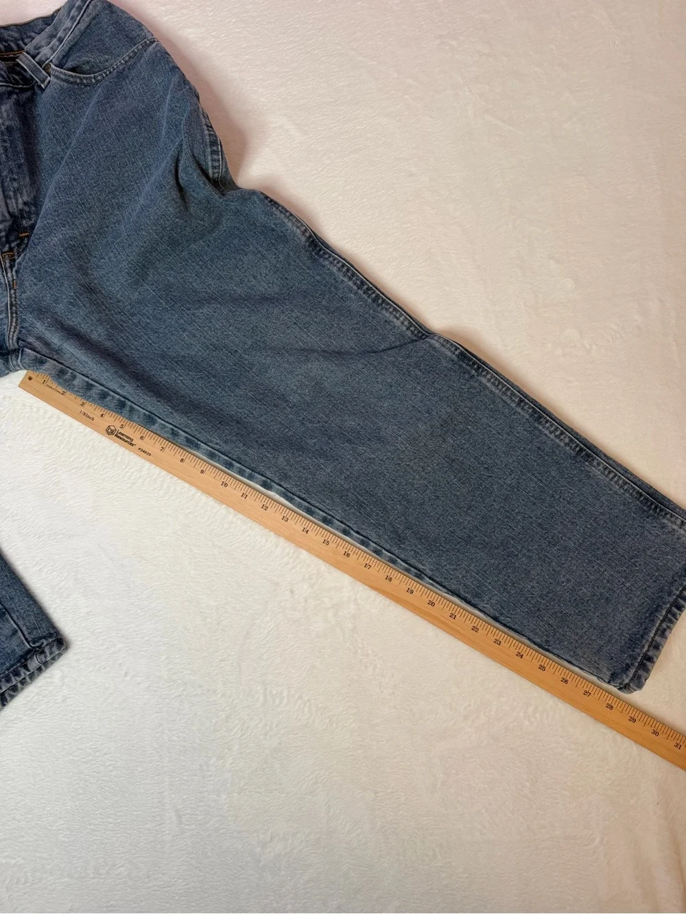 Wrangler Light Blue Denim Jeans with‎ Navy Plaid Cuff